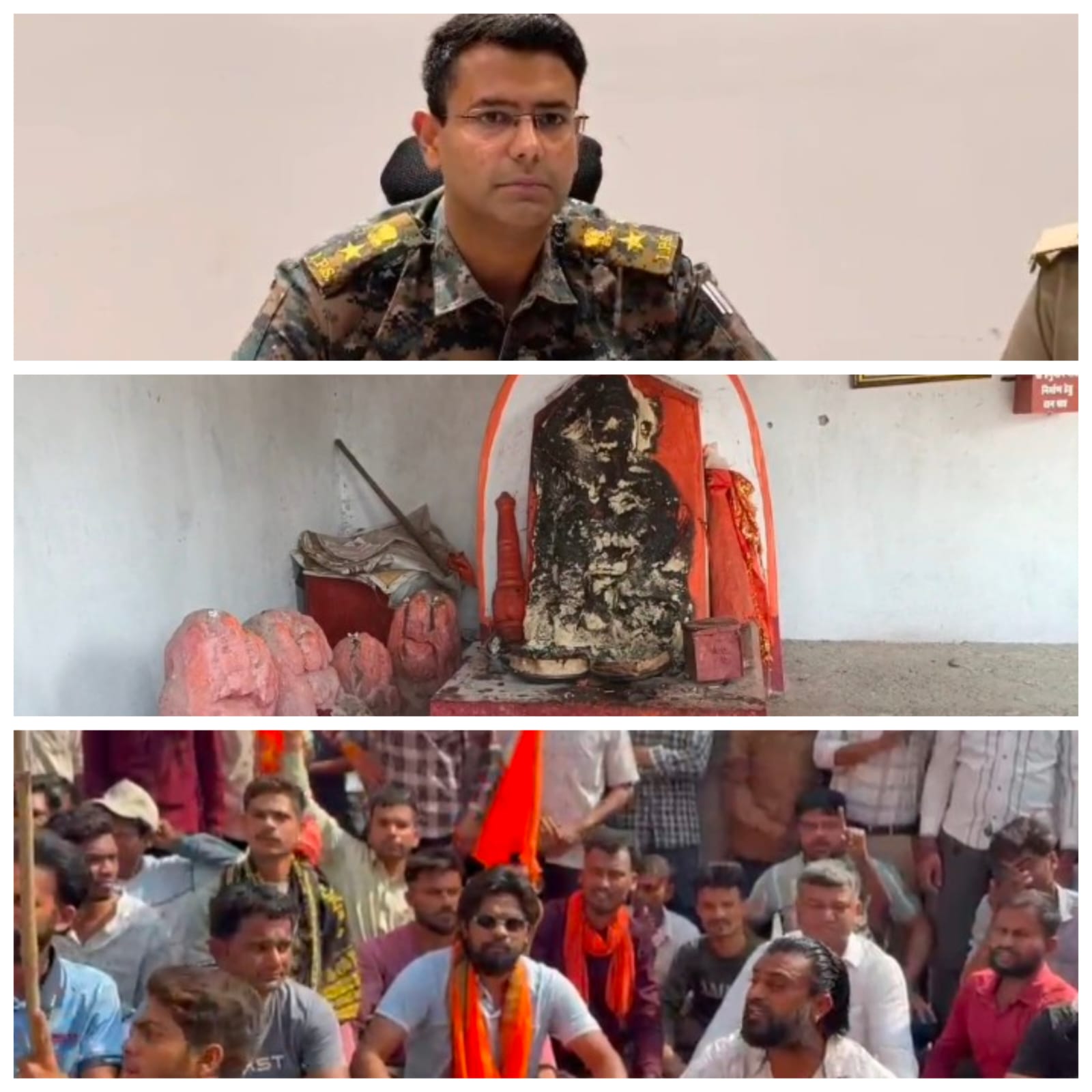 प्राचीन हनुमान जी की मूर्ति में लगी आग के मामले का एस पी ने किया खुलासा